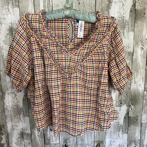 Old Navy oversized plaid top XS